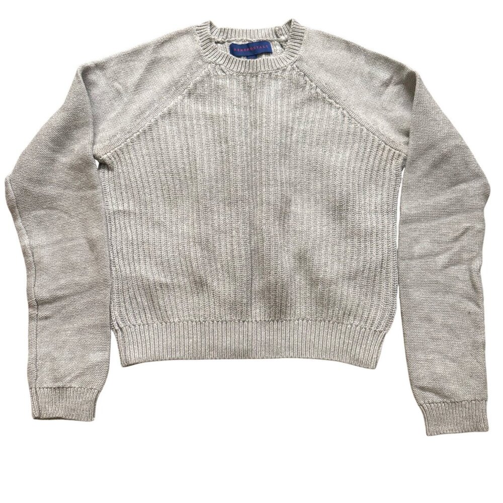 Aeropostale‎ womens pullover Gray color knit sweater crew neck Size XS
